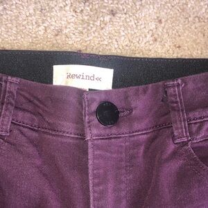 129 Rewind maroon skinny leg jeans